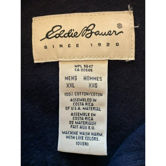 Eddie Bauer Navy Blue Button Down Flannel Shirt Size XXL - Picture 3 of 5